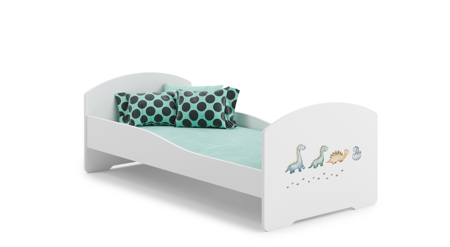 Voodi ADRK Furniture Pepe Barrier Dinosaurs, 160x80 cm, valge цена и информация | Lastevoodid | hansapost.ee