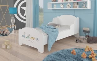 Voodi ADRK Furniture Amadis Dinosaurs, 160x80 cm, valge цена и информация | Детские кровати | hansapost.ee