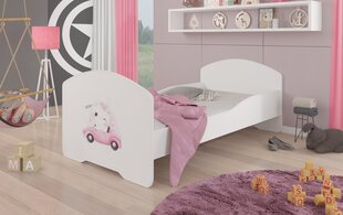 Кровать ADRK Furniture Pepe Barrier Cat in a Car, 160х80 см, белая цена и информация | Детские кровати | hansapost.ee