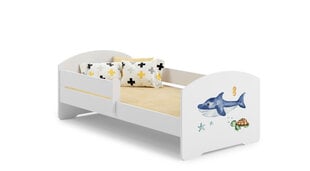 Кровать ADRK Furniture Pepe Barrier Sea Animals, 140x70 см, белая цена и информация | Детские кровати | hansapost.ee