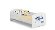 Voodi ADRK Furniture Pepe Barrier Sea Animals, 140x70 cm, valge цена и информация | Lastevoodid | hansapost.ee