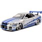 Kiired ja vihased Brian‘i Nissan Skyline GTR 1:24 hind ja info | Mänguasjad poistele | hansapost.ee