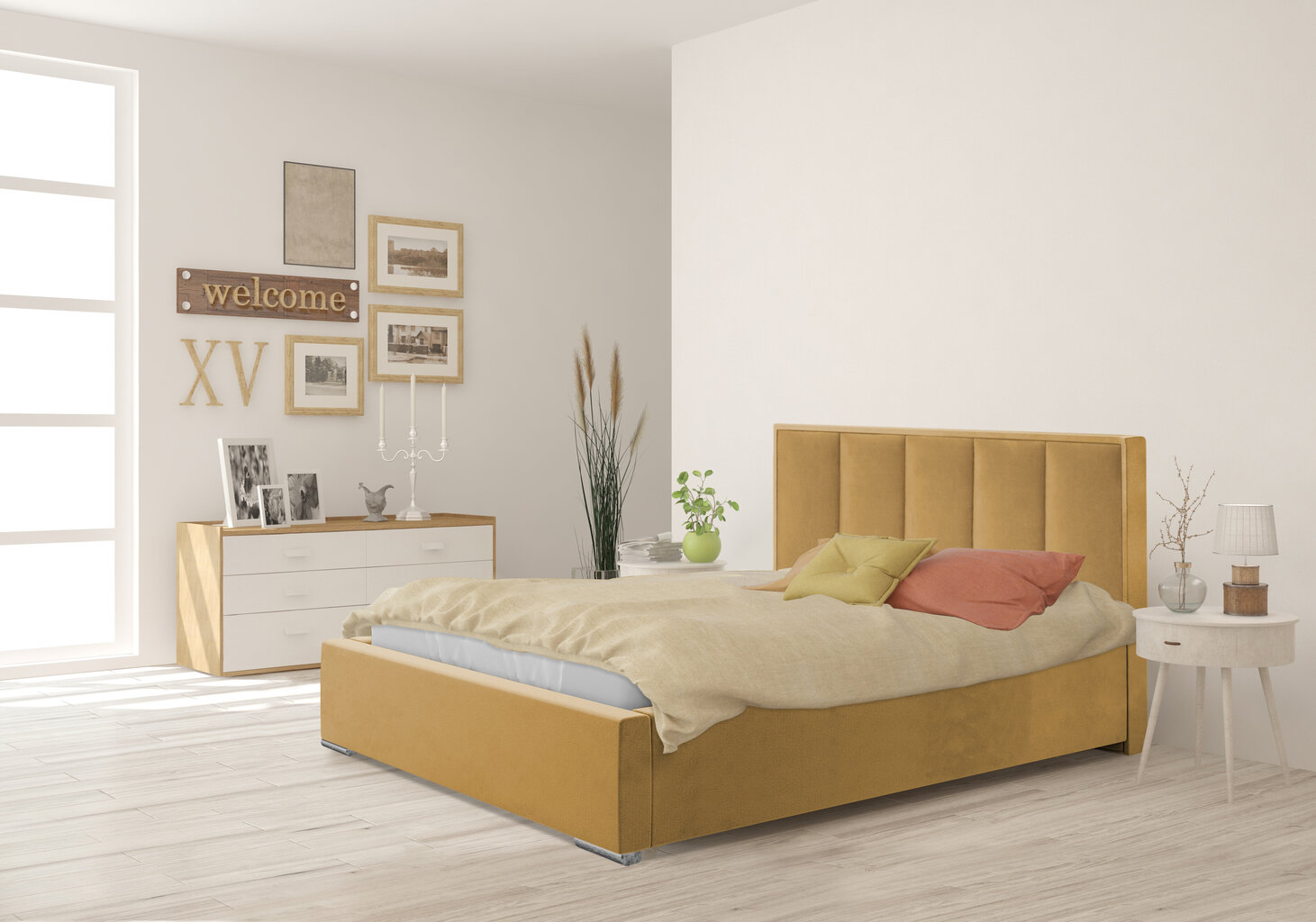 Voodi Genua 200x200 cm, kollane hind ja info | Voodid | hansapost.ee