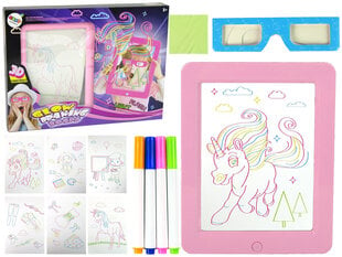 Доска для рисования с подсветкой и 3D очками, розовый цвет цена и информация | Развивающие игрушки для детей | hansapost.ee