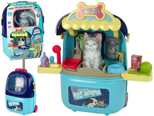 Салон красоты для животных в чемодане с котенком, синий цена и информация | Игрушки для девочек | hansapost.ee