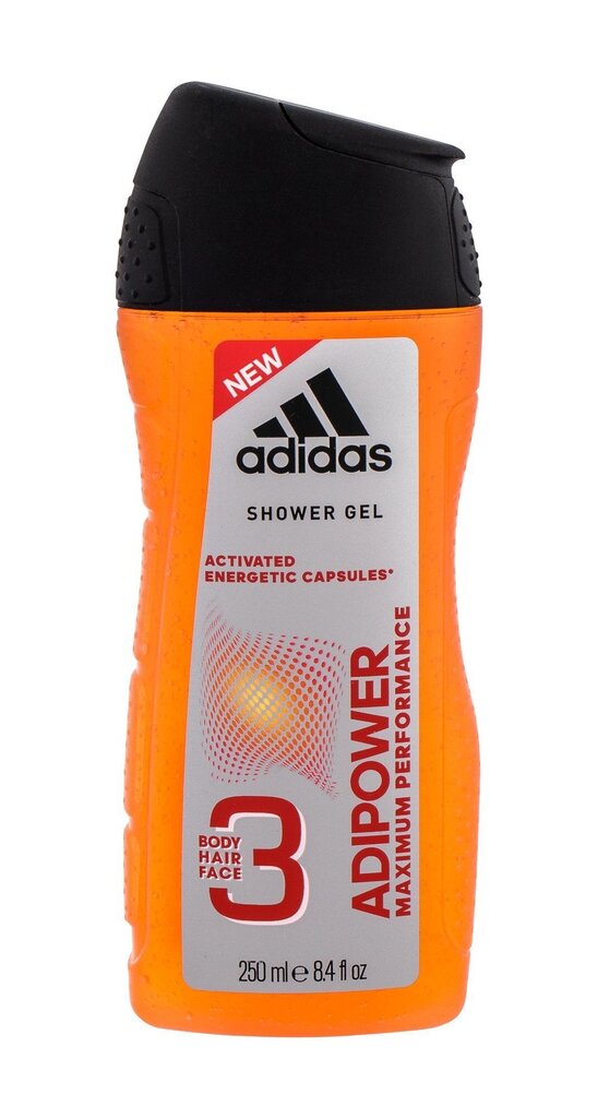 Dušigeel Adidas AdiPower 3in1 250 ml hind ja info | Dušigeelid, õlid | hansapost.ee