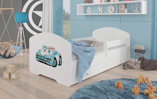 Voodi ADRK Furniture Pepe Barrier Police Car, 140x70 cm, valge цена и информация | Детские кровати | hansapost.ee