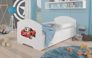 Voodi ADRK Furniture Pepe Barrier Red Car, 140x70 cm, valge hind ja info | Lastevoodid | hansapost.ee