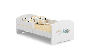 Кровать ADRK Furniture Pepe Barrier Plane with a Banner, 160x80 см, белая цена и информация | Детские кровати | hansapost.ee