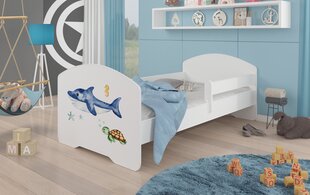 Voodi ADRK Mööbel Pepe Barrier Sea Animals, 160x80 cm, valge цена и информация | Детские кровати | hansapost.ee