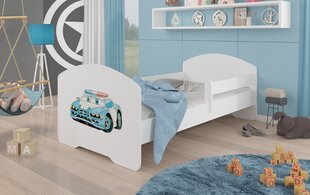 Кровать ADRK Furniture Pepe Barrier Police Car, 160x80 см, белая цена и информация | Детские кровати | hansapost.ee