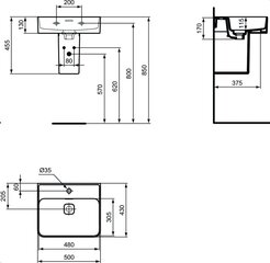 Valamu Ideal Standard STRADA II, 50x43 cm, T292801 hind ja info | Vannitoa valamud, kraanikausid | hansapost.ee