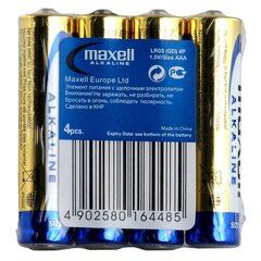 Patareid Maxell Alkaline, AAA (LR03), 4 tk. hind ja info | Patareid | hansapost.ee