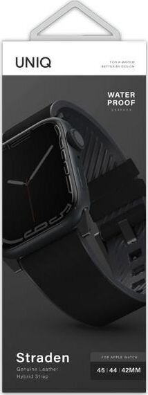 Uniq Straden, Apple Watch Series 4/5/6/7/SE 42/44/45mm (UNIQ588BLK) hind ja info | Nutikellade aksessuaarid ja tarvikud | hansapost.ee