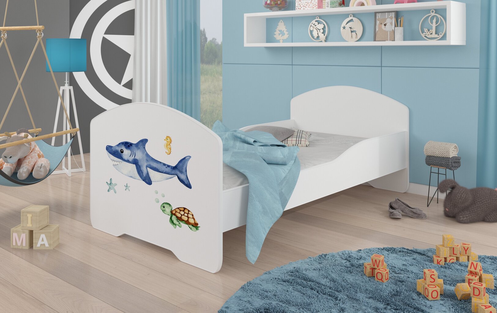 Voodi ADRK Furniture Pepe Sea Animals, 140x70 cm, valge hind ja info | Lastevoodid | hansapost.ee