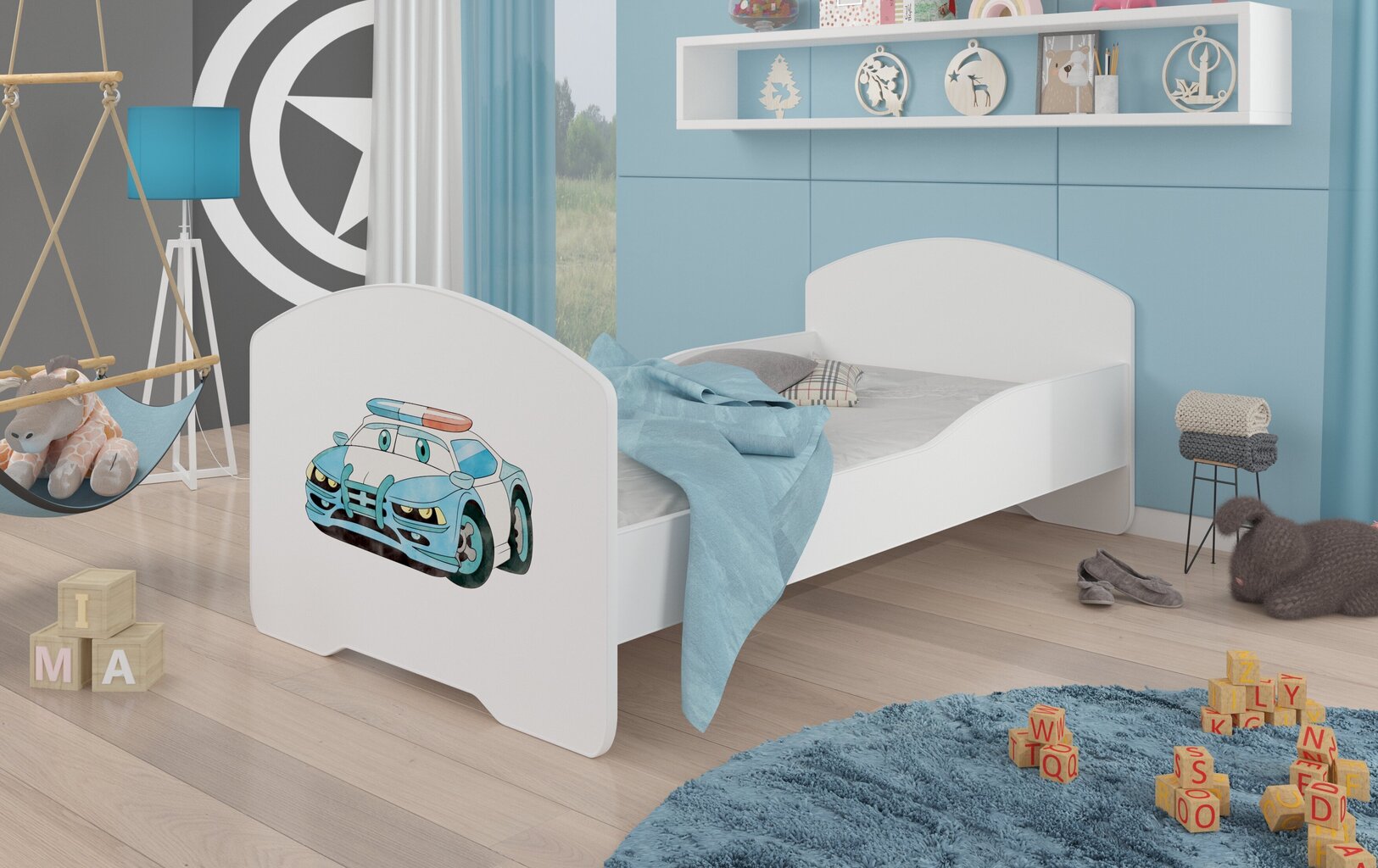 Voodi ADRK Furniture Pepe Police Car, 140x70 cm, valge цена и информация | Lastevoodid | hansapost.ee