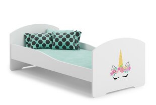 Voodi ADRK Furniture Pepe Unicorn, 140x70 cm, valge hind ja info | Lastevoodid | hansapost.ee