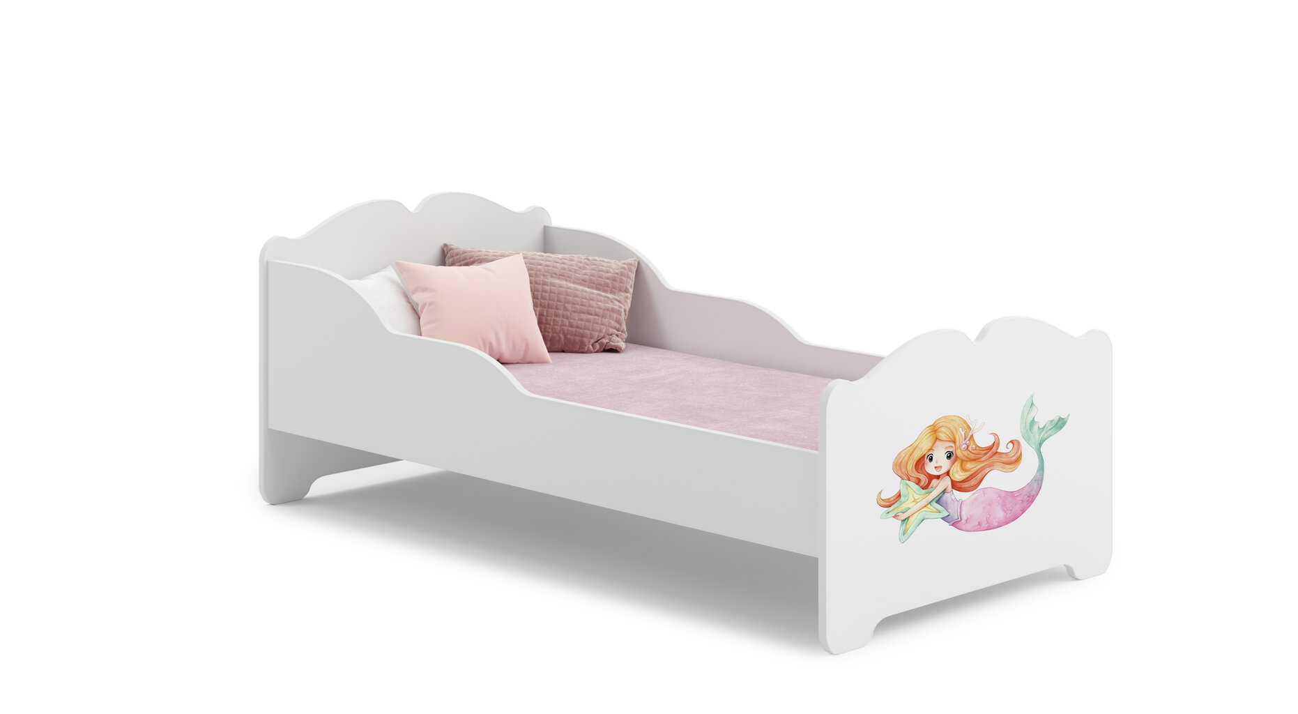 Voodi ADRK Furniture Ximena Mermaid with a Star, 140x70 cm, valge hind ja info | Lastevoodid | hansapost.ee