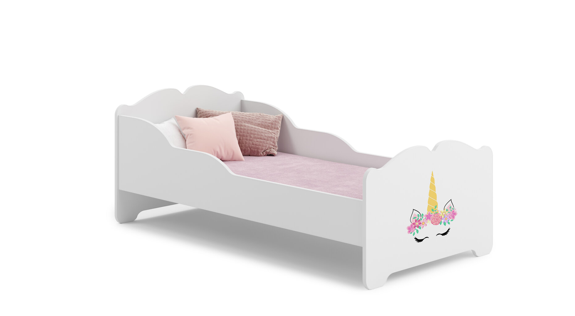 Voodi ADRK Furniture Ximena Unicorn, 140x70 cm, valge hind ja info | Lastevoodid | hansapost.ee
