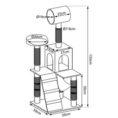 Leonto kraapimispost, must/valge, 133 cm hind ja info | Lionto Lemmikloomatarbed | hansapost.ee