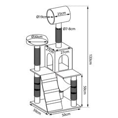 Leonto kraapimispost, kreem, 133 cm hind ja info | Kassi ronimispuud | hansapost.ee