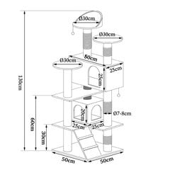 Leonto kraapimispost, pruun/kreemjas, 130 cm hind ja info | Kraapimispuud kassidele | hansapost.ee