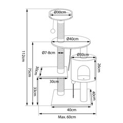 Lionto kraapimispost, hall/valge, 112 cm цена и информация | Когтеточки | hansapost.ee