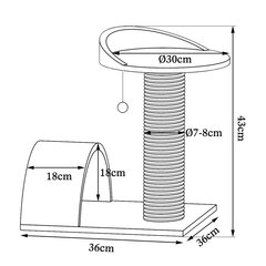 Lionto kraapimispost, pruun/beež, 43 cm hind ja info | Kassi ronimispuud | hansapost.ee