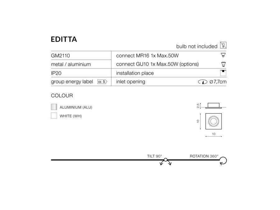 Süvistatav lamp AZzardo Editta AZ0807 hind ja info | Süvistatavad LED valgustid | hansapost.ee