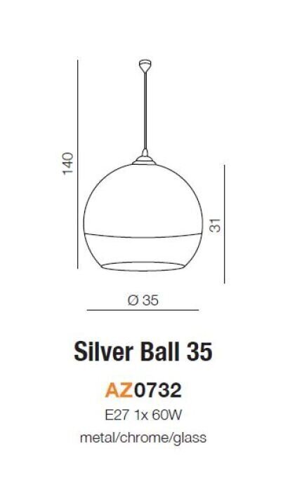 Rippvalgusti AZzardo Silver ball AZ0732 hind ja info | Rippvalgustid | hansapost.ee