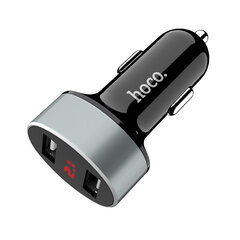 Автомобильная зарядка Hoco Z26 с 2 USB портами (2.1A) с LED экраном, черная цена и информация | Зарядные устройства для телефонов | hansapost.ee