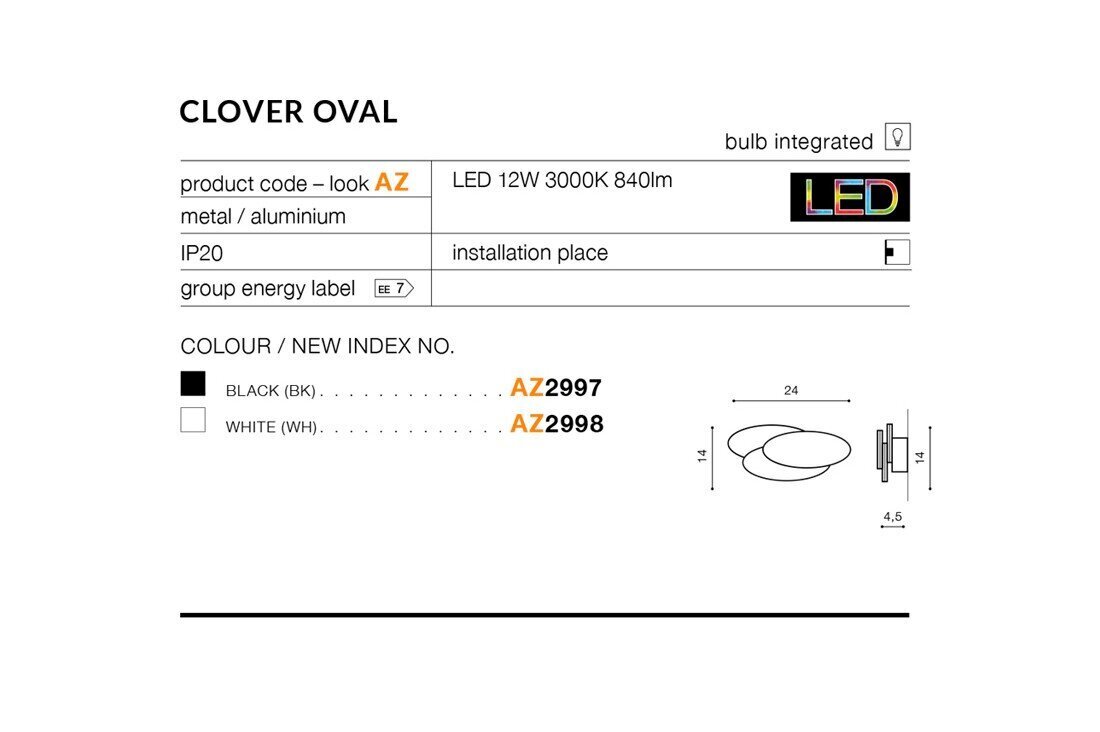 Seinavalgusti AZzardo Clover AZ2997 цена и информация | Seinavalgustid | hansapost.ee