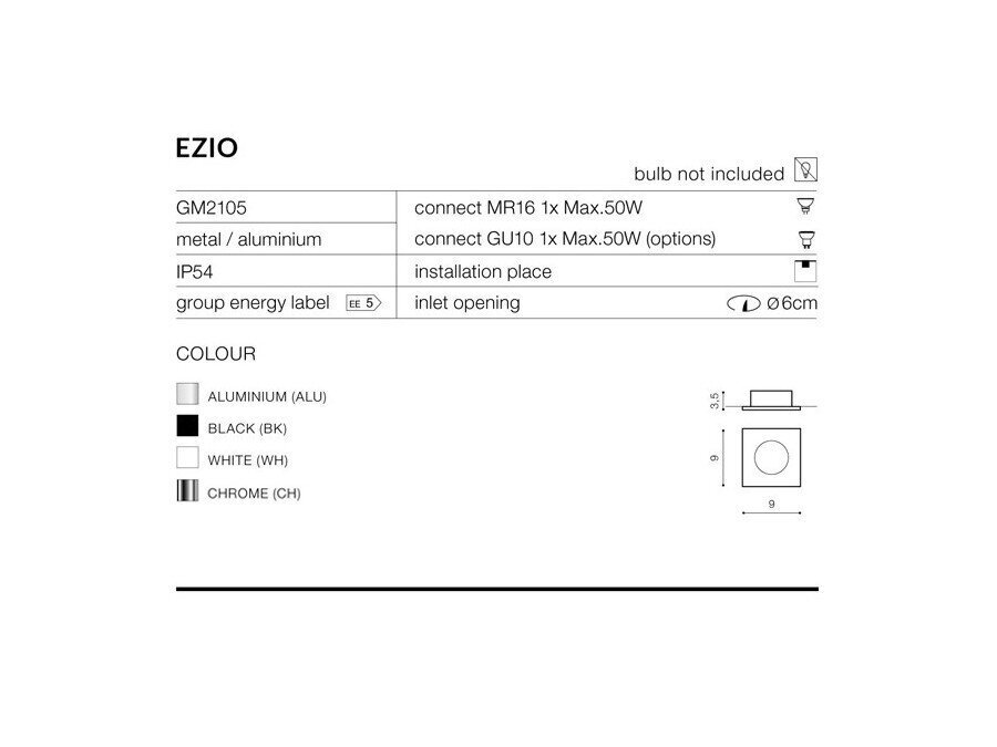 Vannitoa süvistatav valgusti AZzardo Ezio AZ0812 hind ja info | Süvistatavad LED valgustid | hansapost.ee