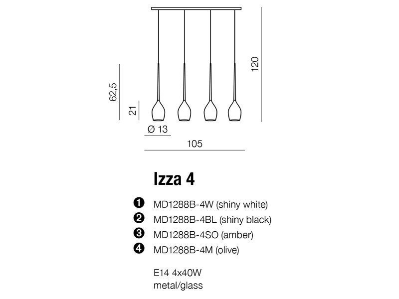 Rippvalgusti AZzardo Izza AZ0101 hind ja info | Rippvalgustid | hansapost.ee