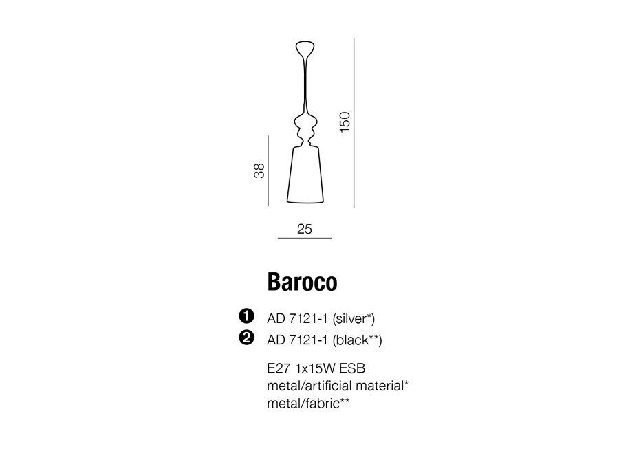 Rippvalgusti AZzardo Baroco AZ0064 цена и информация | Rippvalgustid | hansapost.ee