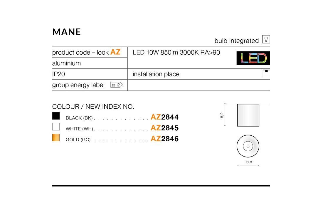 Laevalgusti AZzardo Mane AZ2845 hind ja info | Laelambid | hansapost.ee