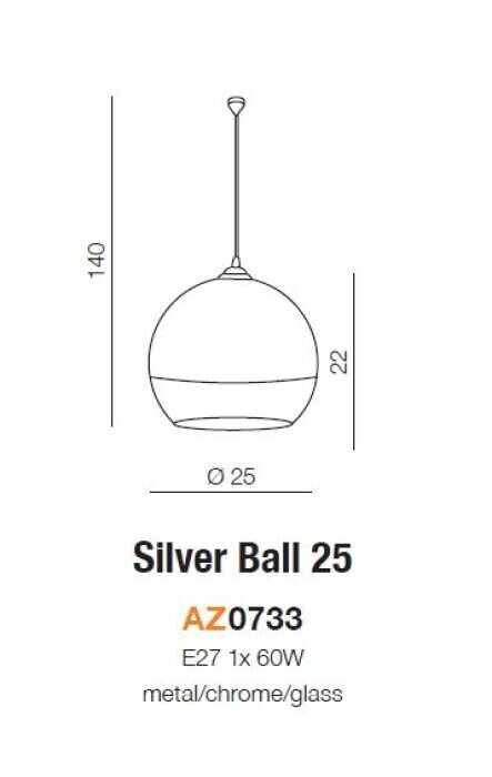 Rippvalgusti AZzardo Silver ball AZ0733 hind ja info | Rippvalgustid | hansapost.ee