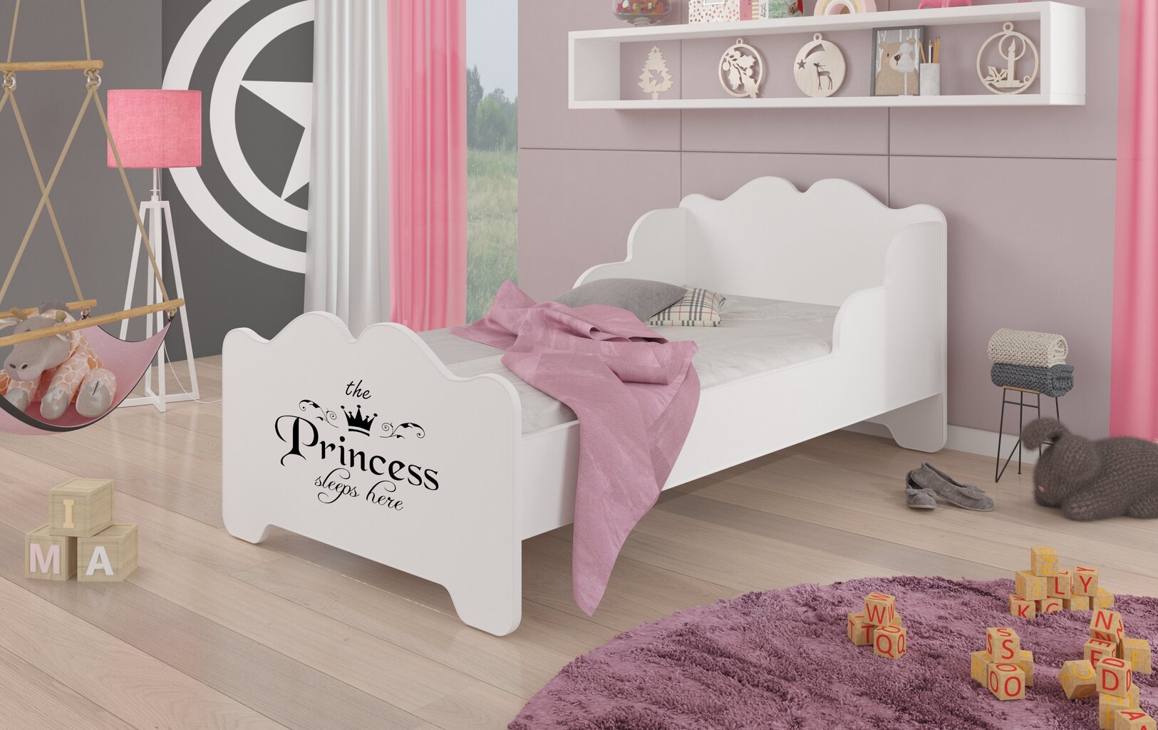 Voodi ADRK Furniture Ximena Princess Black, 140x70 cm, valge цена и информация | Lastevoodid | hansapost.ee