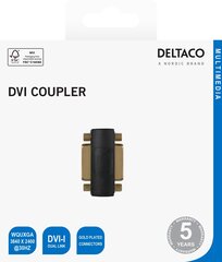 Deltaco DVI-I Dual Link adapter, female - female, 1080p 60 Hz, must hind ja info | Juhtmed ja kaablid | hansapost.ee