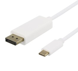 USB-C - DisplayPort kaabel Deltaco 4K UHD, kullatud pistikud, 2m, valge / USBC-DP201-K ​​​​/ 00140016 цена и информация | Кабели и провода | hansapost.ee