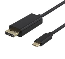 USB-C - DisplayPort cable Deltaco 4K UHD, gold plated, 0.5m, black / USBC-DP050-K / 00140011 hind ja info | Juhtmed ja kaablid | hansapost.ee