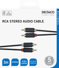 Deltaco mm-111-K, RCA, 3 m цена и информация | Кабели и провода | hansapost.ee