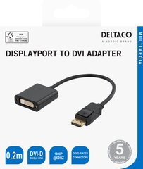 Deltaco DP-DVI14-K, DVI/VGA, 0.2m. / / 00110017 цена и информация | Адаптеры и USB-hub | hansapost.ee