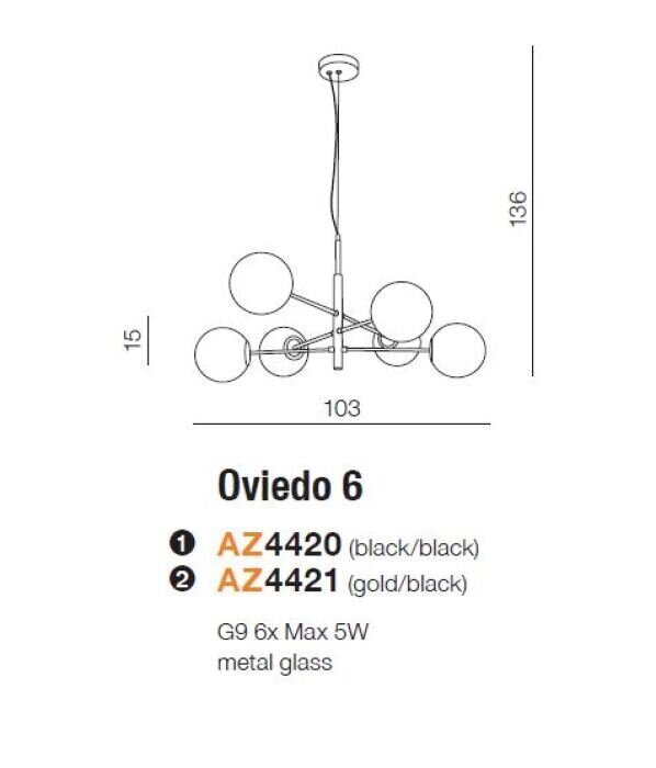 Rippvalgusti AZzardo Oviedo AZ4420 hind ja info | Rippvalgustid | hansapost.ee