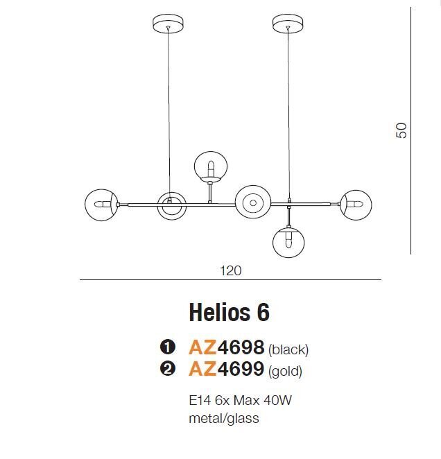Rippvalgusti AZzardo Helios AZ4698 цена и информация | Rippvalgustid | hansapost.ee