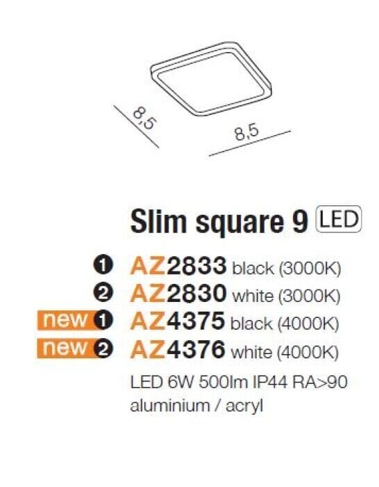 Süvistatav valgusti AZzardo Square AZ2833 цена и информация | Süvistatavad LED valgustid | hansapost.ee