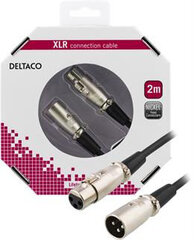 XLR helikaabel DELTACO 3-pin male - 3-pin female, 26 AWG, 2m, must / XLR-1020-K / 00160002 hind ja info | Juhtmed ja kaablid | hansapost.ee