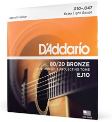 Струны для акустической гитары D'Addario EJ10 .010 цена и информация | Принадлежности для музыкальных инструментов | hansapost.ee