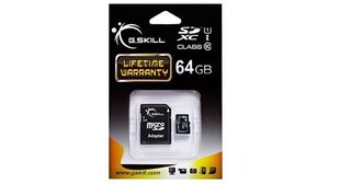 Atminties kortelė G.Skill microSDXC 64 GB, klasė 10 UHS-I + Adapteris hind ja info | Mälukaardid mobiiltelefonidele | hansapost.ee