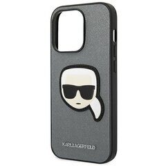 Karl Lagerfeld KLHCP14LSAPKHG iPhone 14 Pro Saffiano Karl`s Head Patch Silver цена и информация | Чехлы для телефонов | hansapost.ee